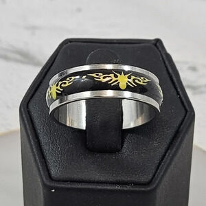 Size 11 Black and Yellow Tribal Fashion Ring  11H